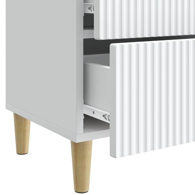 43cm W Manufactured Wood Bedside Table, White