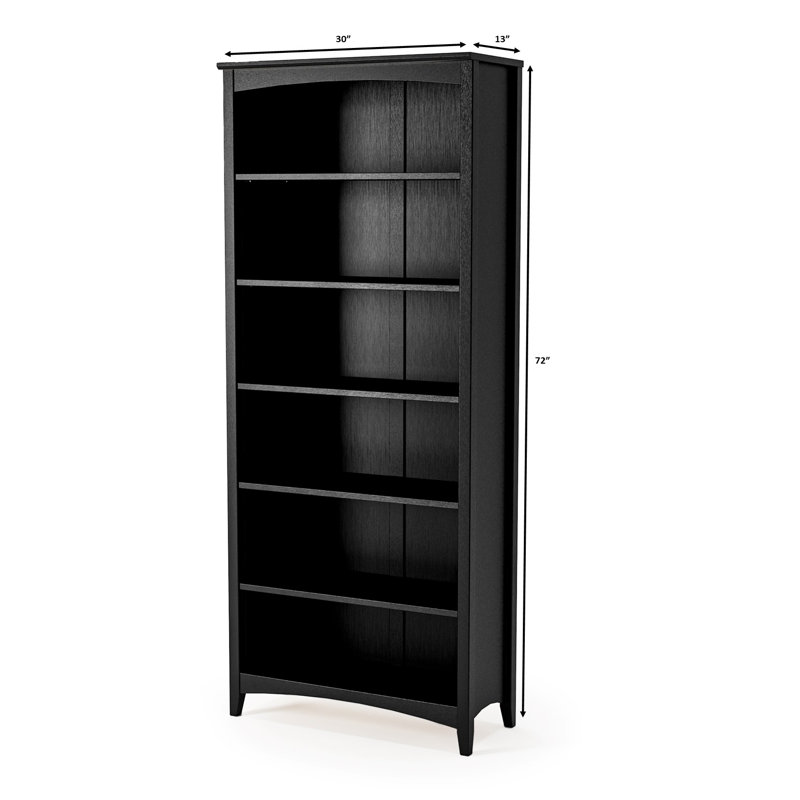 Colton Bookcase, (6 Shelves) 72" H x 30" W x 13"D, Black