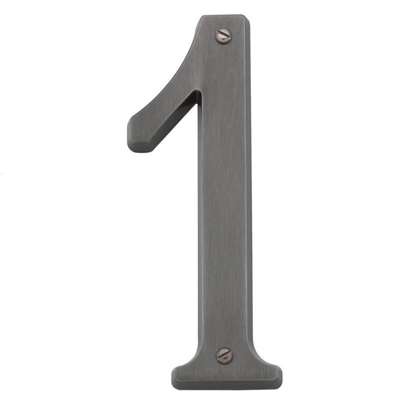 4.75" H Brass House Number, 2, Antique Nickel
