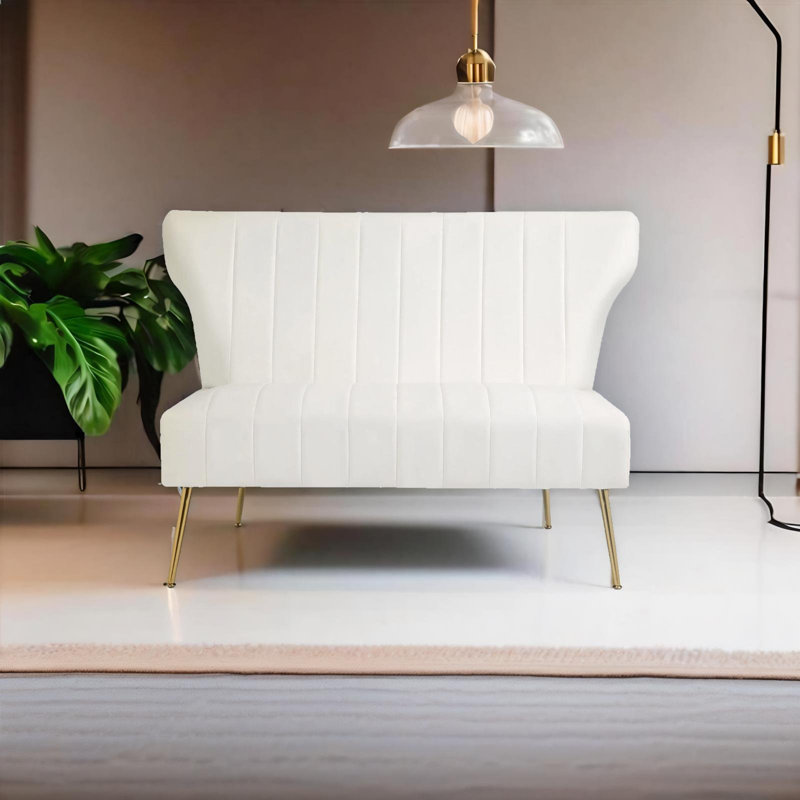 Vardell Fabric 48'' Reception Loveseat, White