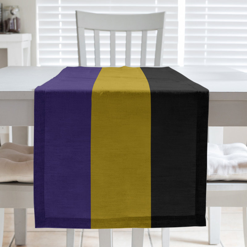 Baltimore Throwback Football Stripes Table Runner, 72" L x 16" W, Cotton Blend, Yellow/Purple