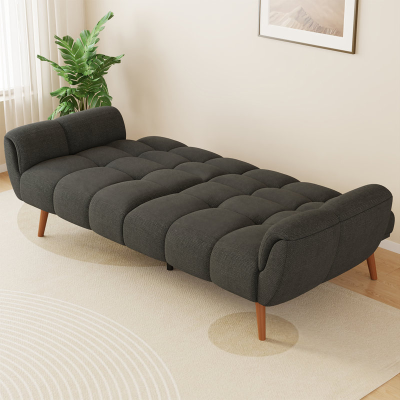 Futon canapé convertible en lin NECWOEM, Gris foncé