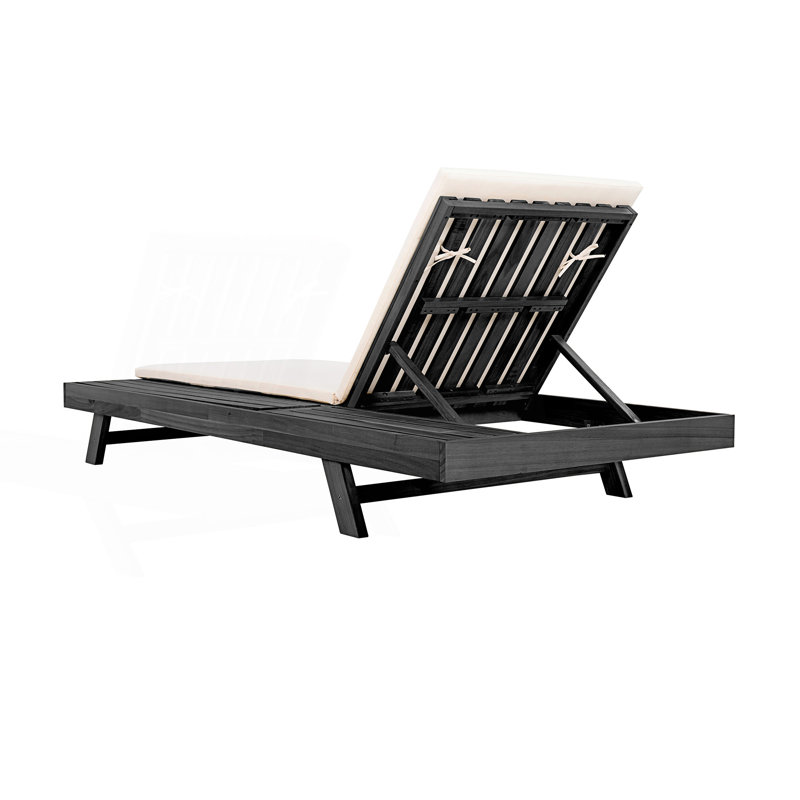 Chaise longue avec coussins de salon résistants à l'eau, espace disponible d'un côté, Crème