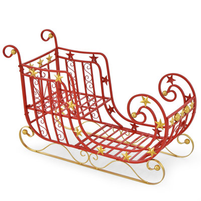 39 inch Metal Santa Sleigh Christmas Display with Gift Storage