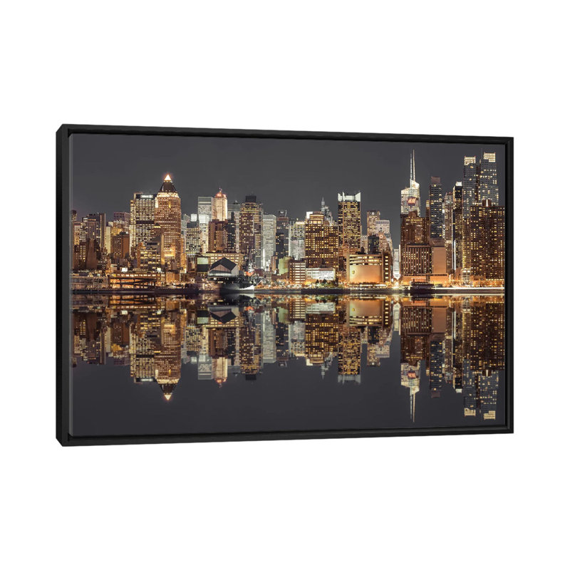 «New York V», impression sur toile, H 18 po x l 26 po x P 1,5 po, Toile avec cadre noir, Pas de tapis