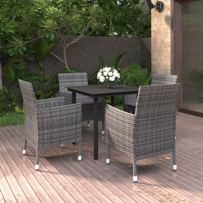 Ensemble de salle à manger de jardin en rotin PE 5 pièces