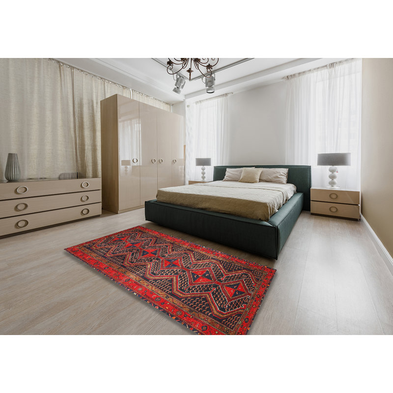 Tapis traditionnel rouge / brun, Rectangle 5 pi x 7 pi