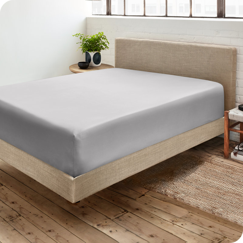 Microfiber Fitted Sheet, Light Gray, Split Head Flex King Fitted Sheet