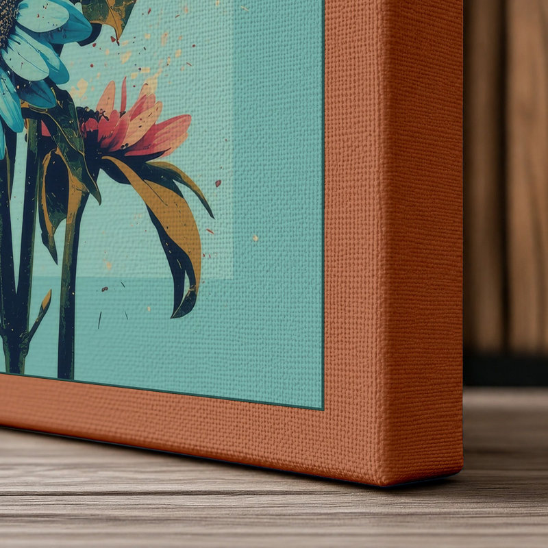 Gerbera Cluster Botanical - Wrapped Canvas, 18x12 - 45.7 x 30.5 cm, Terracotta Border