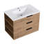 Meuble-lavabo de 30 po avec lavabo en résine mural - Trait imitation chêne, 3 tiroirs, Poignée, Fermeture douce, Tablette latérale réglable pour rafraîchir la finition, Rangement de tiroir, Évier, Caractéristique, Espace