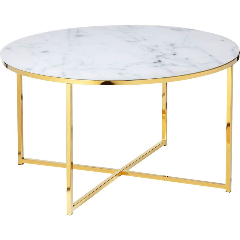 Irvington Cross Legs Coffee Table, White, Gold