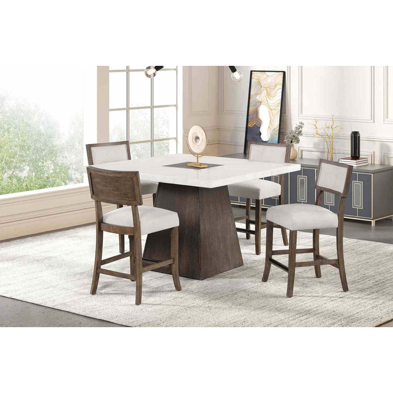 Tabouret à hauteur de comptoir 2 pièces de style contemporain avec siège et dossier rembourrés