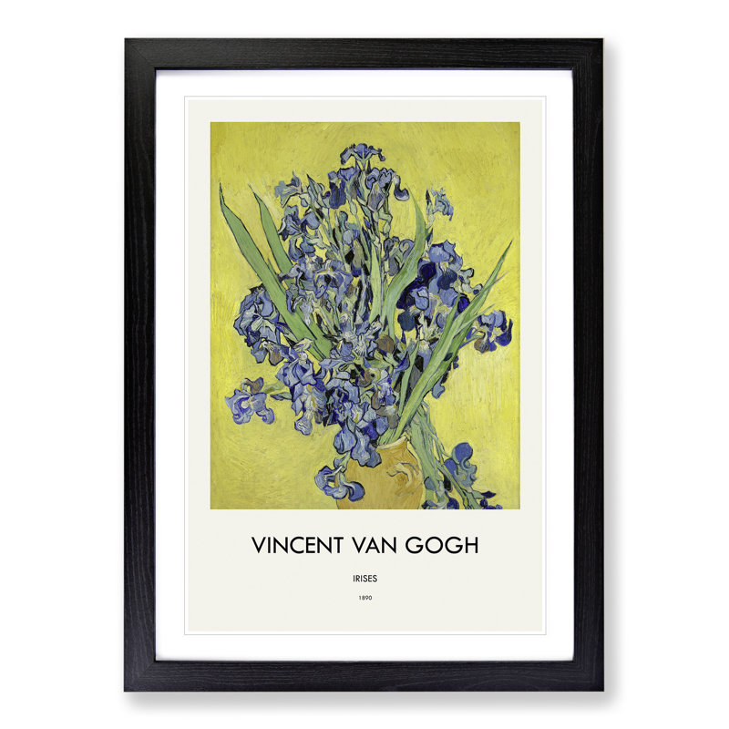Iris Flowers in a Vase by Vincent Van Gogh - Picture Frame Art Prints, 65cm H x 48cm W x 2cm D, Black Framed