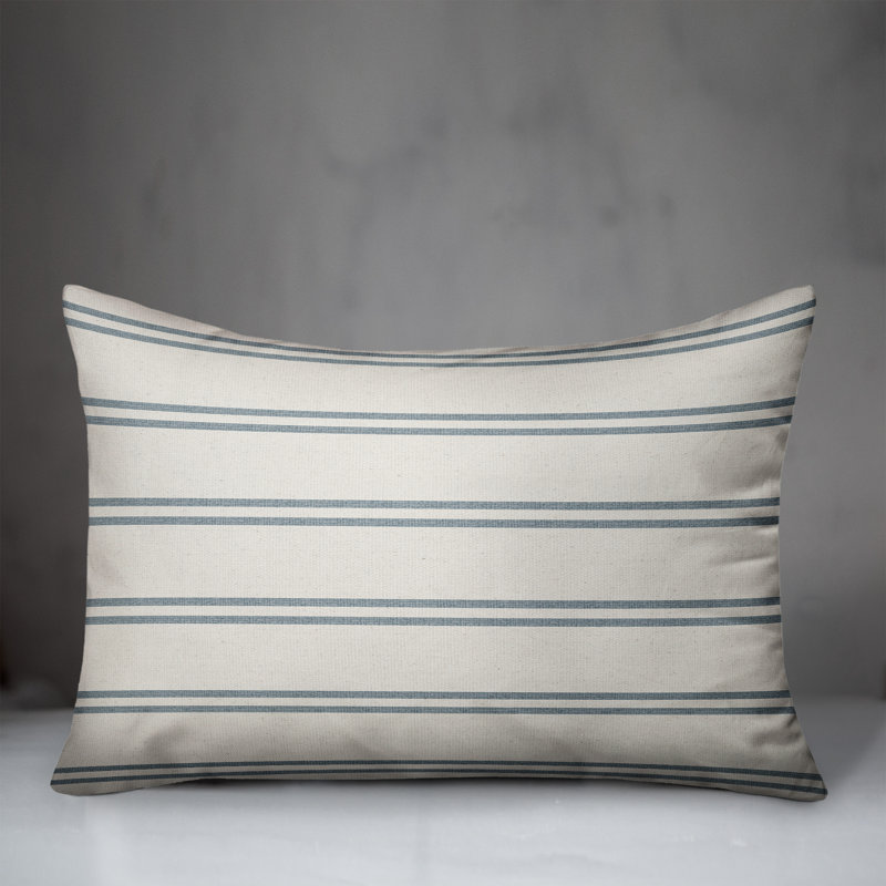 Housse de coussin rectangulaire en polyester / mélange de polyester, Bleu / blanc