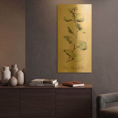 «Modern Farmhouse XV» par Anne Tavoletti, art mural en métal doré, 12 po x 24 po