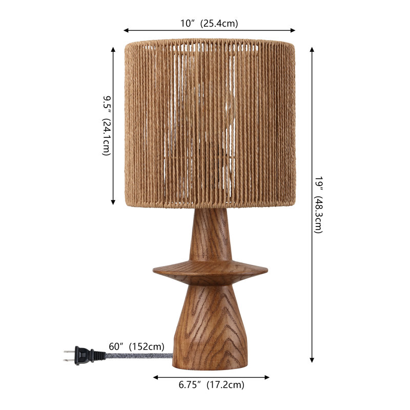 Lampe de table Rickie 19 po, Finition en bois brun