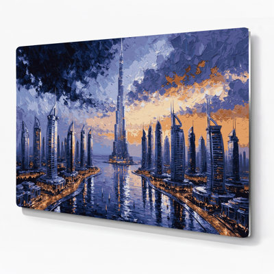 Cities Dubai UAE Purple Metal Wall Art