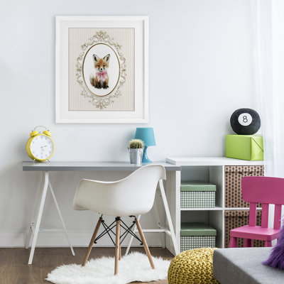 Vintage Baby Fox Framed Print Under Glass, design by Christine Simpson Art