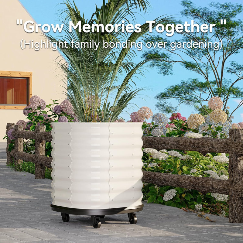 Self-Watering Wheeled Metal Garden Bed – Mobile Raised Planter Box with Water, Galvanized Steel Indoor/Outdoor Rolling Grow Station for Herbs, Veggies & Decor