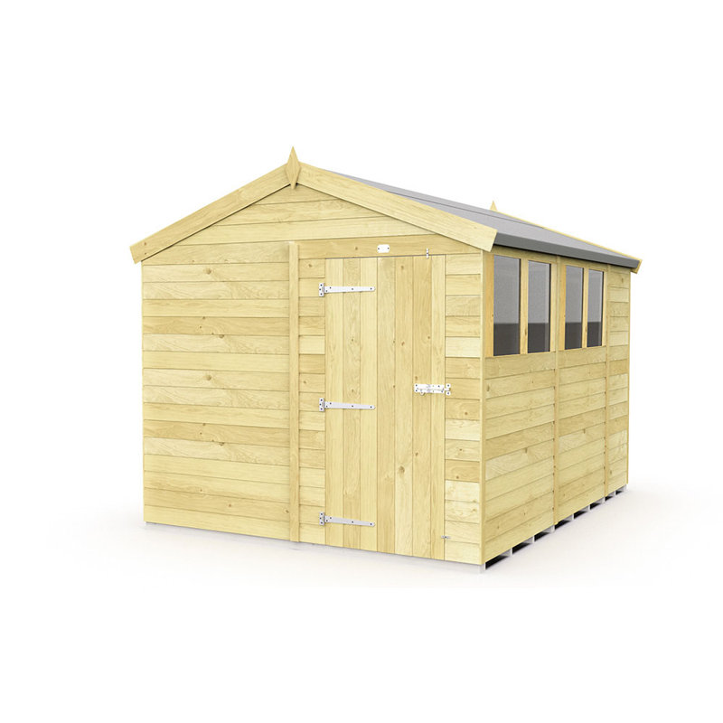 8ft x 11ft Apex Shed - Single Door with Windows