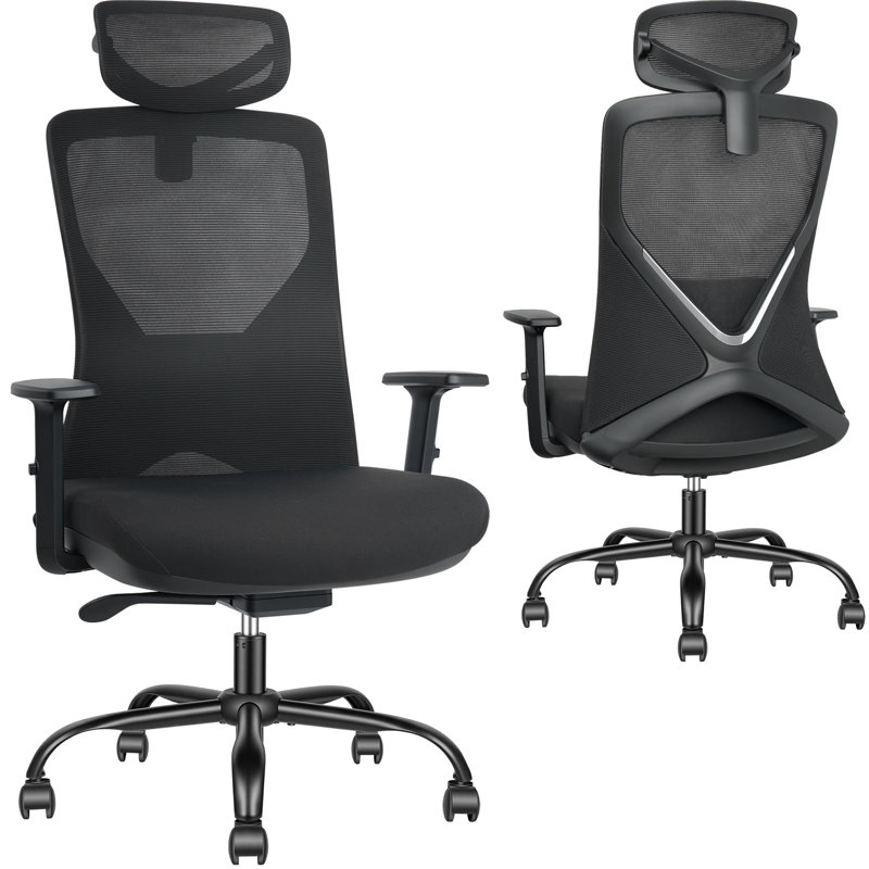 Ergonomic Mesh Office Chair With Self-adaptive Recline, High Back Executive Chair with Dynamic Lumbar Support & Adjustable Headrest