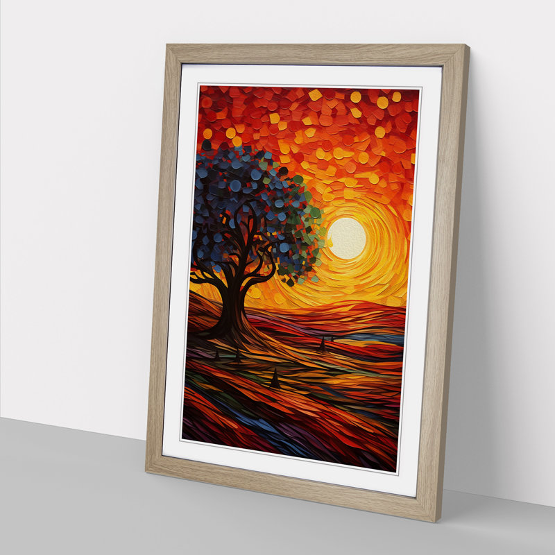 Sunset Orphism No.4 - Framed Print, 64" H x 46" W x 2" D, Oak