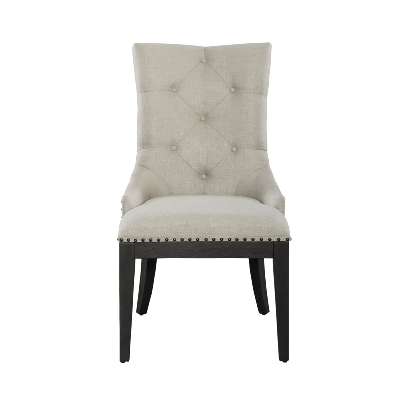 Aisja Upholstered Shelter Side Chair, Black