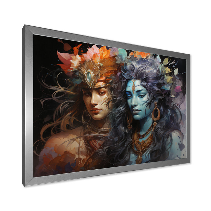 Hinduisim Art Ardhanarishvaras Unity I - Spiritual Wall Decor, H 30 po x l 40 po x P 1,5 po, Cadre photo argenté