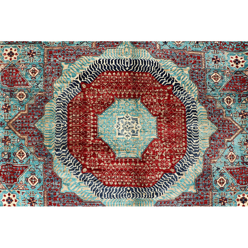 Tapis bleu / rouge / beige tissé à la main de haute qualité Aryana