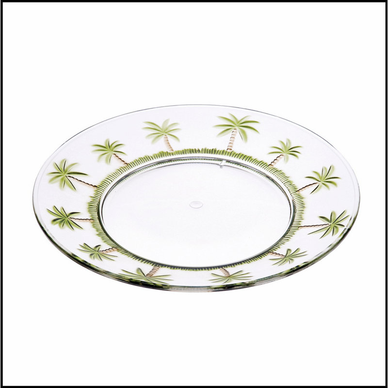 Ensemble de 4 assiettes en acrylique Palm Tree Design de 4 po, assiettes de cuisine en cristal transparent réutilisables et incassables pour toutes les occasions