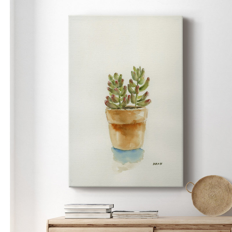 Succulent III - peinture sur toile tendue, H 27 po x l 18 po x P 1 po