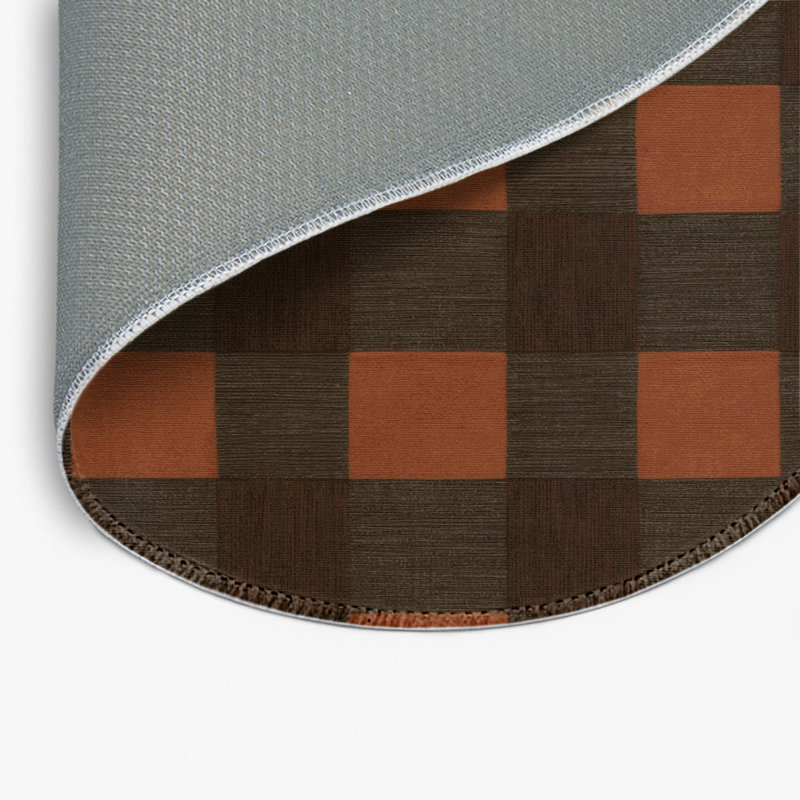 Tapis d'intérieur et d'extérieur à carreaux brun, Rond 5 pi