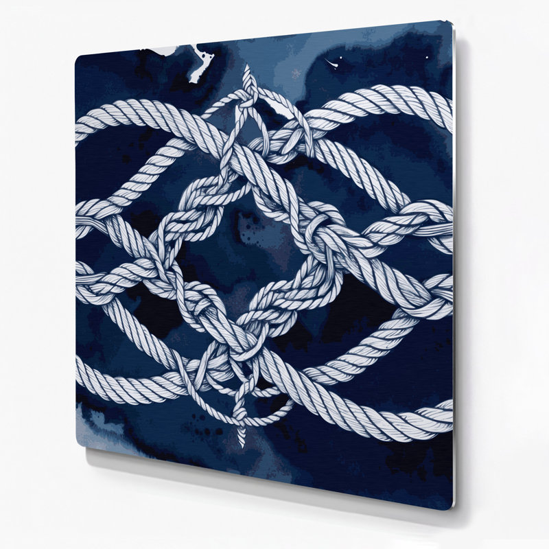 Art mural nautique bleu marine et blanc, H 32 po x l 32 po