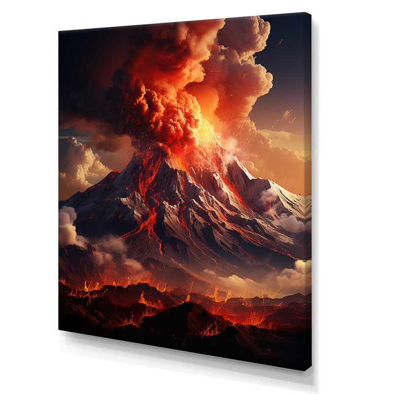 Essence volcanique volcanique sur toile, Toile tendue, H 40 po x l 30 po x P 1,5 po