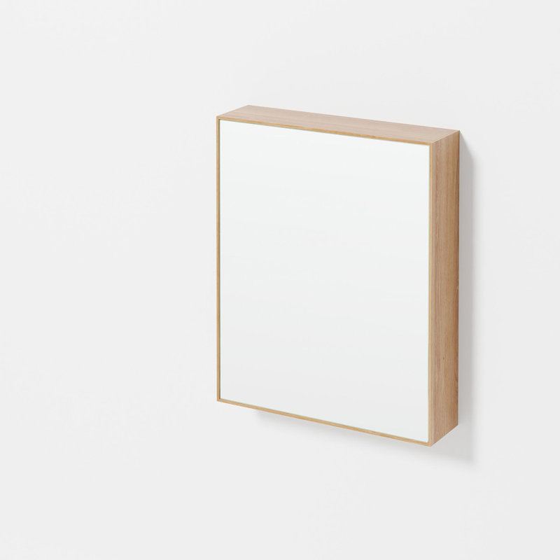 Mendocino 450mm W 550mm H Surface Framed Medicine Cabinet Mirror 3 Adjustable, Natural Oak
