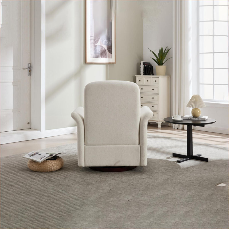Fauteuil d'appoint moderne pivotant en tonneau, siège rembourré à base en bois massif pour adultes, pour la lecture dans la chambre à coucher et amp; Espaces d'attente