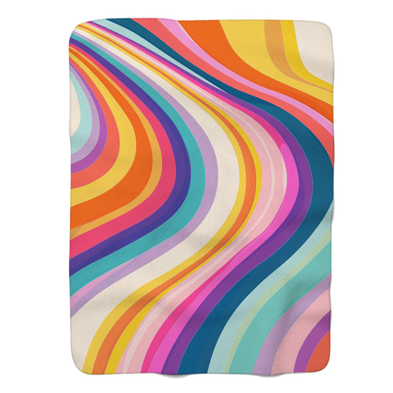 Funky Ocean Waves - Couverture Sherpa de qualité supérieure 1 pièce, Lit simple