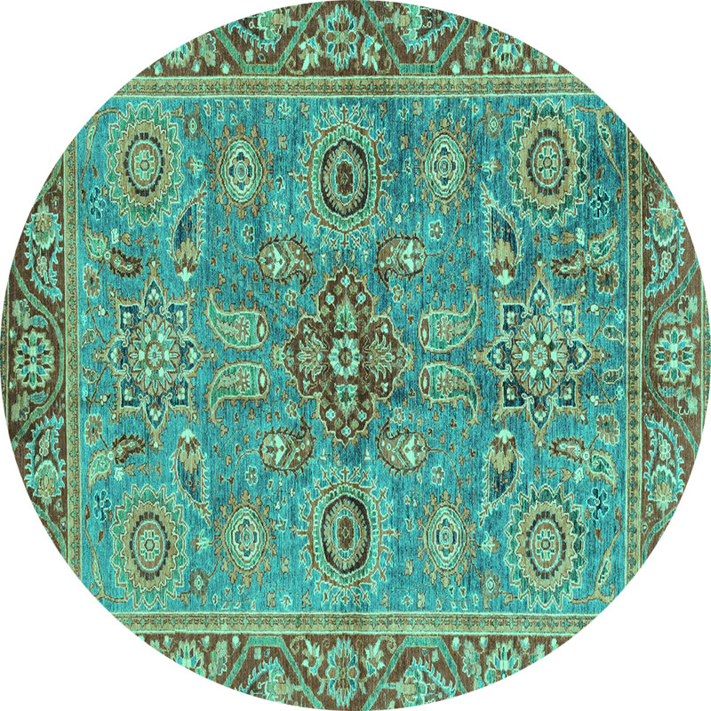 Washable Oriental Indoor Rug, Round 8'
