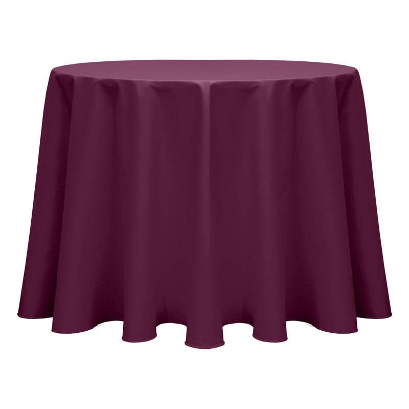 Cotton Twill Round Tablecloth, 3, Burgundy, 102" L x 102" W