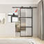 Porte de grange coulissante en verre rosé 36 po x 84 po avec quincaillerie d'installation-88659210