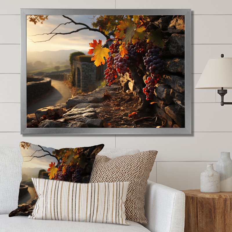 Vineyard Whispering Oaks sur impression sur toile, H 12 po x l 20 po x P 1 po, Cadre photo argenté