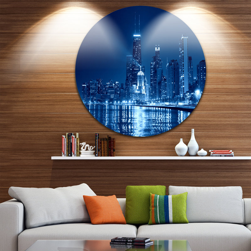 Photographie « chicago horizon night » Cityscape, H 38 po x l 38 po x P 1 po, Métal