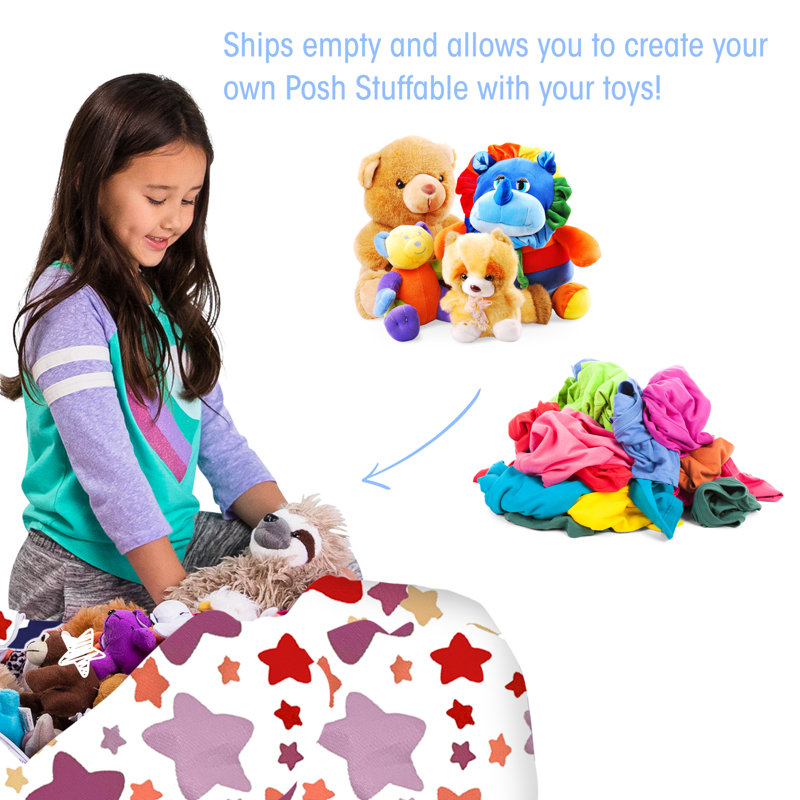 Kids Bean Bag Chair Cover - Stuffed Animal Storage & Toy Organizer with Zipper - Plush Storage Kids Bean Bag Cover only for Toddlers and Children's Rooms - Organizes Pillows, Blankets, and Stuffies - Multiple Colors, Sizes, and Fabrics