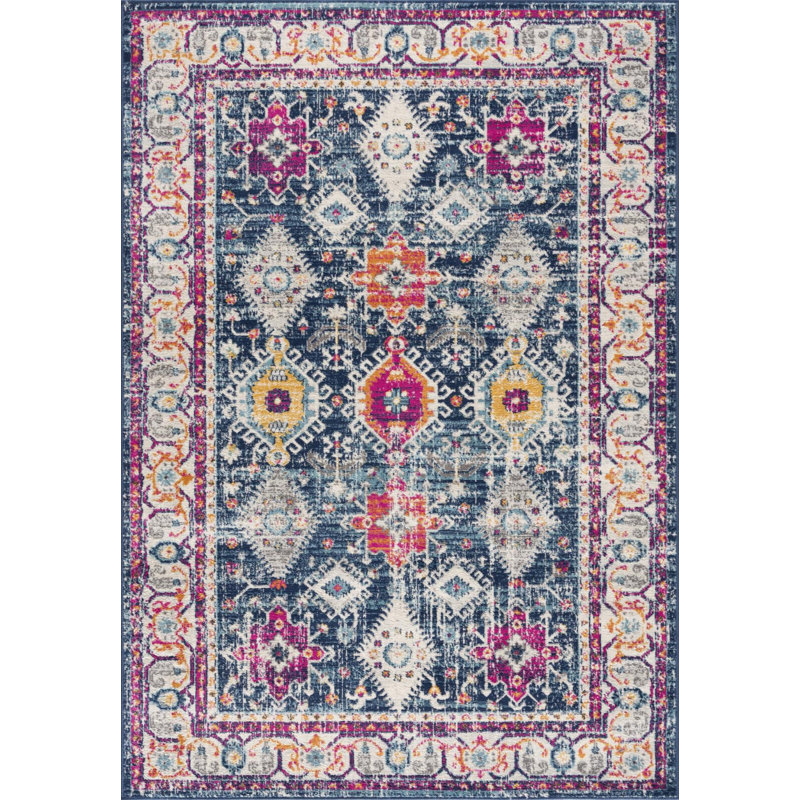 Tapis oriental bleu et ivoire 5 pi x 7 pi, Rectangle 2 pi x 5 pi