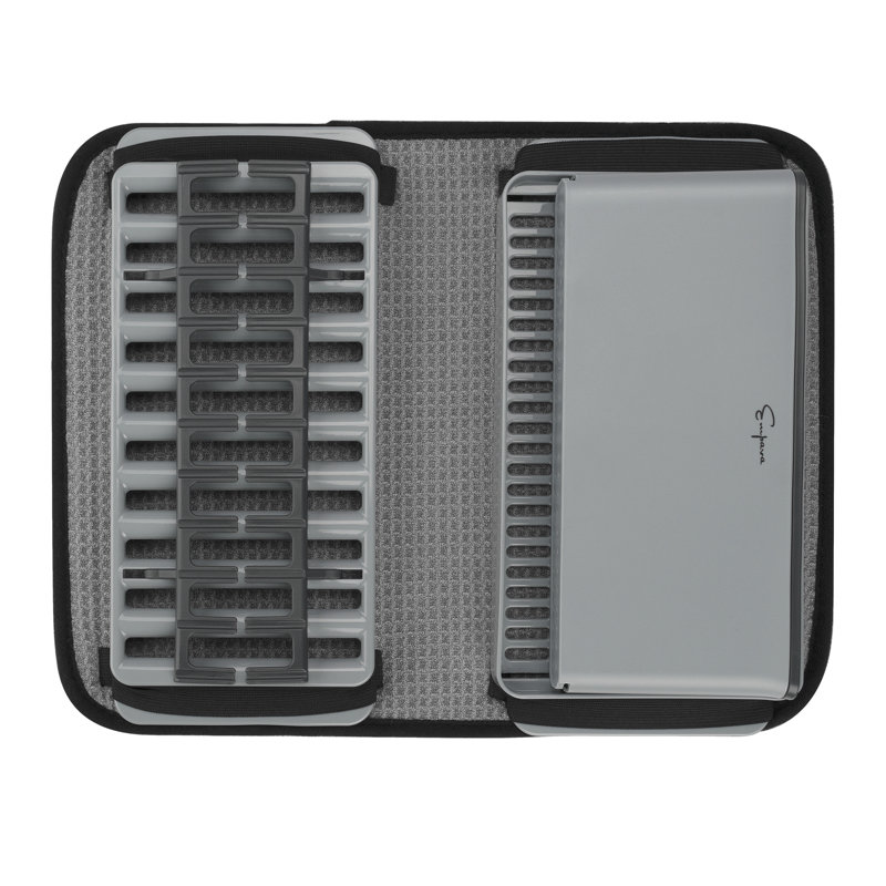 Dish Drying Rack, Kitchen Compact Modern PP Dish Drainers Dish Rack with Utensil Holder and Polyester Drying Mat Set for Kitchen Countertop