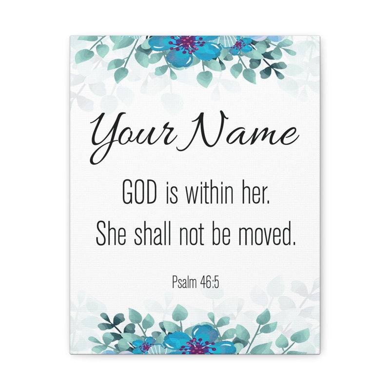 God Is Within Her Psalm - No Frame Print on Canvas, 14cm H x 11cm W x 1.25cm D