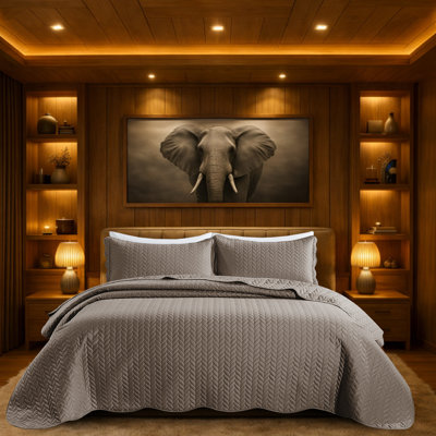 Microfiber Embossed Oversized Bedspread Set With Shams – Modern & Contemporary, Machine Washable, Dust-Resistant