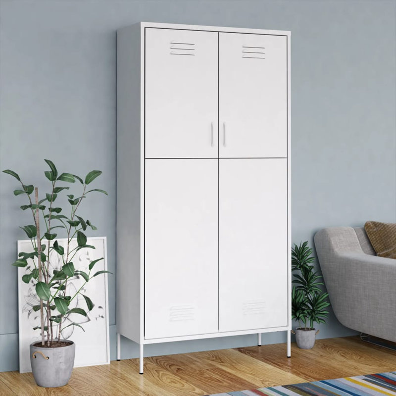 Branwell 2 Door Steel Wardrobe, White