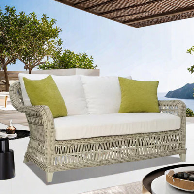 PE Rattan Aluminum Alloy Patio Sofa 59.06'' Wicker Outdoor Loveseat -  Elegant Home Furnishings.s, XXF5IPQG