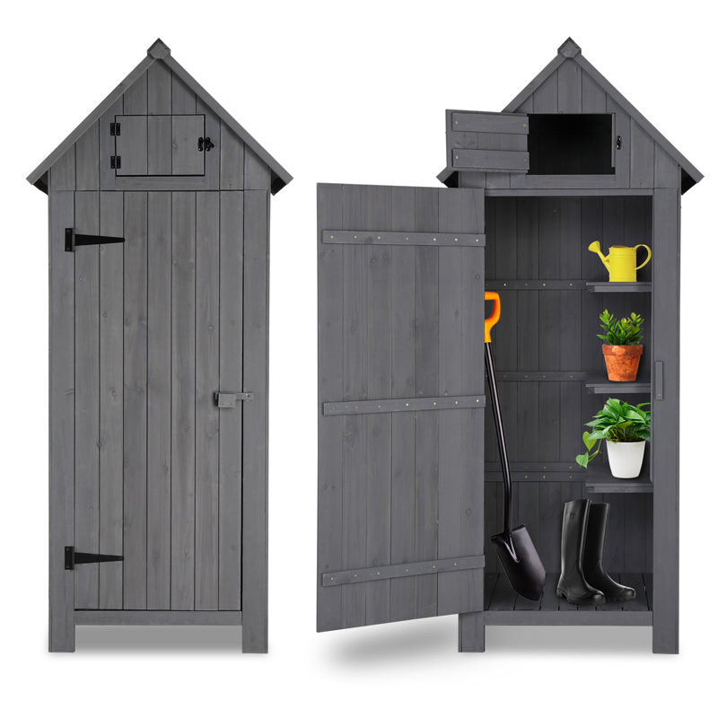 Fir 2.5 ft. W x 1.7 ft. D Solid Wood Storage Shed, Gray
